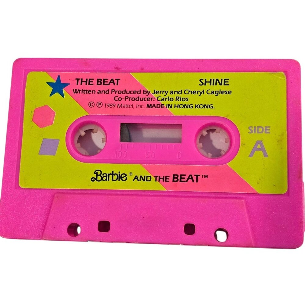 VINTAGE 1989 MATTEL BARBIE AND THE BEAT PINK +‎ YELLOW CASSETTE MUSIC TAPE